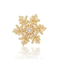 Elegant gold snowflake brooch featuring sparkling cubic zirconia and crystal details - Clear White Snowflake Style (XX0206)