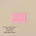 Miniature pink felt welcome mat for dollhouse Christmas scene DIY decorations - No.114 - Pink WELCOME Felt Mat