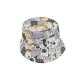 Close-up of high-quality digital cartoon cat print patterns on the fabric bucket hat - M (56-58cm) / 3# Orange Purple Cat Print
