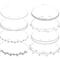 Set of 8 silver rhinestone and pearl headbands with floral and leaf designs for women - 8-Piece Set Silver