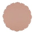 Pink rose gold round faux leather placemat with floral embossed edge pattern - Faux Leather Vintage Embossed Round / Pink