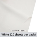 Matte white waterproof flower wrapping paper sheets 56x56cm pack of 20 pieces - White + White