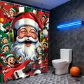 Detail of Rock and Roll Santa shower curtain with high-quality 3D digital print graphics - 90*180cm / Rock Santa