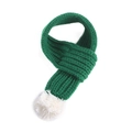 Dark green knitted pet scarf with soft white pompom for Christmas dog and cat outfits - Green Pompom Knitted Scarf (B31203)