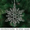 Clear acrylic snowflake ornaments on a Christmas tree measuring 110mm by 6mm each - 110mm Ear of Wheat Snowflake