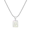 Silver snake chain necklace with rectangular white shell pendant and metal letter U - Silver U (With Chain)