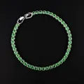 Hip hop emerald green tennis bracelet with round zircon stones in silver finish - 3mm-16cm / Green Zirconia