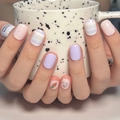 Cute Easter press-on nails with short round shape, cartoon bunny and carrot hand-painted designs - JP2840 (With Glue)