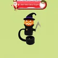 Halloween reaper pumpkin silicone straw cover in black wizard hat for 10mm straws - 10mm Single Pack / Black Wizard