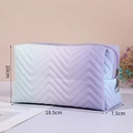 Pink and blue gradient PU leather makeup bag with wave quilted pattern and metal zipper - Gradient Purple