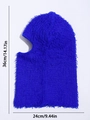 Royal blue fuzzy balaclava mask with measurements 36x24cm in fluffy knit texture - One Size / Dark Blue