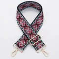 Ethnic style red and blue woven thick canvas bag strap with golden metal clasps - Style 199 - Gold Hardware