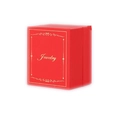 Elegant red jewelry gift box with gold floral borders and pull-out drawer design - 5*4.5*4cm / China Red