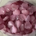 Bulk pack of 2cm polished pink quartz heart stones for home decor and gifts - Pink Cat's Eye
