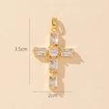 Detail view of a 3.5cm by 2cm gold-plated cross pendant set with clear zircon stones - Style W-Clear Zirconia Cross (3.5cm)