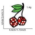 Cartoon cherry dice embroidery patch for clothes with dimensions 6.1cm by 4.4cm - Cherry Patch 9# (Dice)