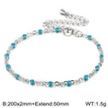 Minimalist stainless steel chain bracelet with blue resin beads and adjustable extender - 200mm*2mm / Blue