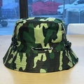 Camo bucket hat in green and khaki with adjustable chin strap and metal eyelets - Adjustable / Green Camouflage