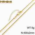 Collier chaîne torsadée minimaliste en acier doré 400x2mm avec fermoir mousqueton réglable - Collier de 2mm d'épaisseur 40cm / Doré
