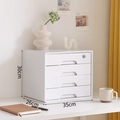 White 4-layer desktop storage drawer with lock and 35x26x30cm dimensions for office - 4 Tiers / White