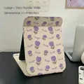 Foldable purple tulip pattern desk mirror in PU leather with 11.5x20.5cm dimensions - Tulip Purple Large