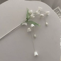 Elegant lily of the valley hair pin with white butterfly and silver tassel detail - Lily of the Valley Tassel Hair Stick