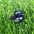 Lapis lazuli crystal duck figurine carved from dark blue natural stone on grass - Blue Sodalite