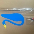 Blue swirl bird wind chime garden decor component with metal pole and accessories - Blue