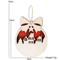Round wooden Christmas pendant with red plaid fabric and house cutout detail - 10CM*8CM / Red Plaid House Style