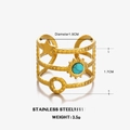 Three-layer stainless steel ring with turquoise sun and star icons, 1.9cm diameter size - Turquoise Style