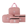 Pink first aid kit set of 4 with first aid logo and durable canvas material - Four-Piece Set / Pink