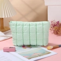 Portable mint green quilted cosmetic bag with large capacity for travel organization - Clutch Bag / Light Green