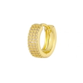 Classic gold-plated huggie earrings with three rows of micro-paved cubic zirconia stones - Three-Row Pave/Wide / Gold