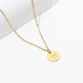 18k gold plated stainless steel letter W pearl necklace with round pendant charm - Gold W