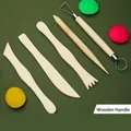 5 Pcs professional DIY clay sculpting tool set with natural wooden handles - 【b005 Standard Model/5-piece Clay Tool Set】
