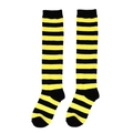 Classic black and yellow striped over-knee high socks for girls Christmas cosplay - One Size (7-12Y) / Black and Yellow Stripes
