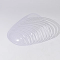 Detail view of clear PVC hat insert with reinforced horizontal ridges for shape support - Flat Cap Transparent Hat Support