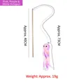 Cat wand toy with wooden handle and pink purple octopus plush with bell - Striped Octopus