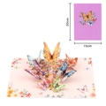 3D pop-up greeting card featuring pink butterflies and floral patterns, size 15x20cm - Gold Stamping Butterfly (Purple Cover)