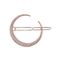 Geometric rose gold moon hair clip with sparkling rhinestones in a classic starry design - Rose Gold Moon