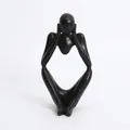 Modern black sandstone yoga pose sculpture Focus model with 23.5cm height dimension - Black Thinker Figurine - Focus Style (51410-Black)