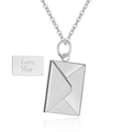 Gepolijste roestvrijstalen envelop hanger ketting met Love You gegraveerde kaart - Zilver met LOVE YOU