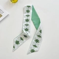 Elegant white and green floral twilly scarf with lily of the valley pattern print - Lily of the Valley White