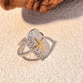 Vintage verstellbarer Ring aus 18K vergoldetem Edelstahl mit Kreuzsymbol und Hammerschlagoptik - Vintage Gehämmert Kreuz Stern Quadrat - Zweifarbig