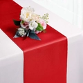 Elegant red satin table runner on white cloth with floral centerpiece for wedding decor - Red / 30cm*275cm