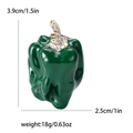 Broche de chile en esmalte verde con tallo dorado y cristales, guía de tallas de 3,9 cm - Verde (MM-BR-4143) / Verde