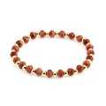 Pulsera de cuentas de gres rojo facetadas y esferas metálicas doradas estilo étnico - Piedra de Arena Dorada Facetada