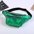 Holographic green laser fanny pack with adjustable strap and dual zipper pockets - Green