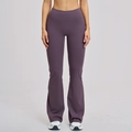 Pantalon de yoga évasé violet foncé à taille haute et coupe large de soutien - Violet Aubergine