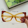Translucent yellow cat eye anti-blue light glasses with leopard tortoiseshell detail - Transparent Yellow Leopard Clear Lens